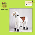 Boy horse game toy life size plush horse toy on wheels for sale, animal horse scooter in shopping mall